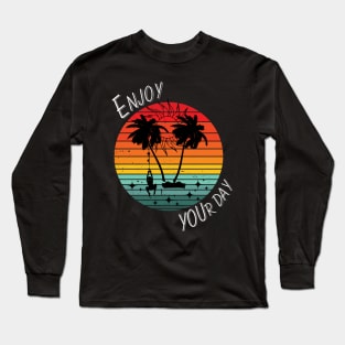 Island Escape - Swinging on Palm Trees at Sunset Long Sleeve T-Shirt